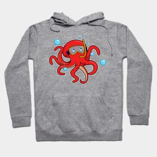 Octopus at Diving with Swimming goggles & Snorkel Hoodie